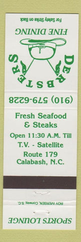 Matchbook Cover - Derbsters Restaurant Calabash NC