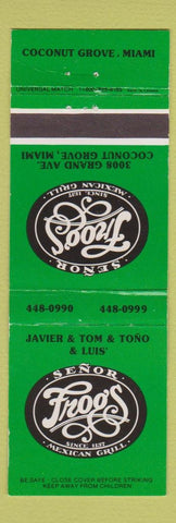 Matchbook Cover - Senor Frogs Mexican Grill Coconut Grove Miami FL