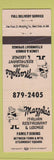 Matchbook Cover - Mazzola's Italian Restaurant Steamboat Springs Colorado