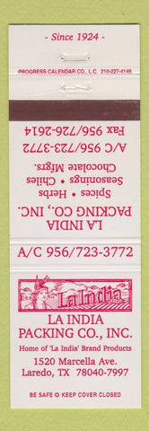 Matchbook Cover - La India Packing Company Laredo TX