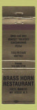 Matchbook Cover - Brass Horn Restaurant Mount Kisco NY Pizza