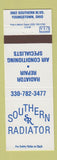 Matchbook Cover - Southern Radiator Youngstown OH
