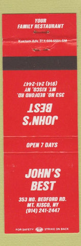 Matchbook Cover - John's Best Mount Kisco NY restaurant