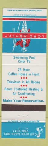 Matchbook Cover - Lord Ashley Motel Charleston SC