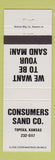 Matchbook Cover - Consumers Sand Topeka KS