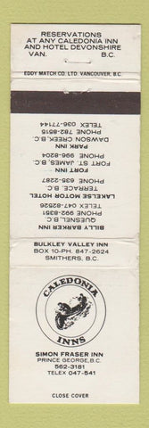 Matchbook Cover - Caledonia Inns Prince George Vancouver BC Quesnel WEAR