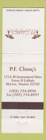 Matchbook Cover - PF Chang's Chinese McLean VA