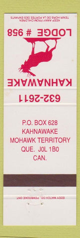 Matchbook Cover - Kahnawake Lodge QC
