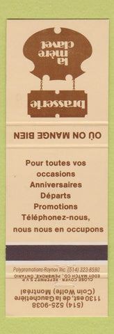 Matchbook Cover - Brasserie La Mere Clavet Montreal QC