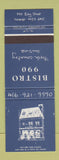 Matchbook Cover - Bistro 990 Toronto ON WEAR