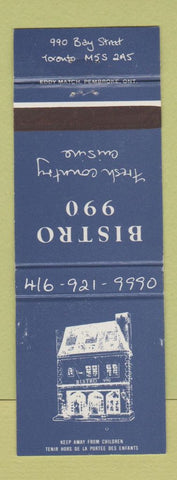Matchbook Cover - Bistro 990 Toronto ON WEAR