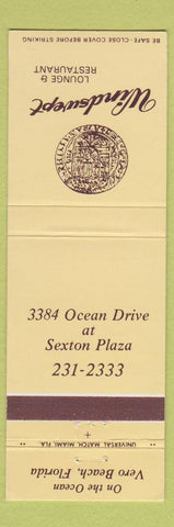 Matchbook Cover - Windswept Lounge Restaurant Vero Beach FL