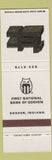 Matchbook Cover - First National Bank Goshen IN owl