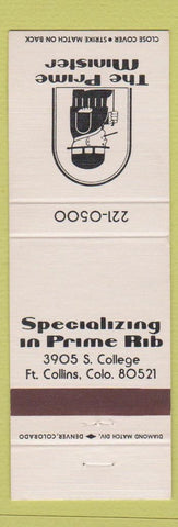 Matchbook Cover - Prime Minister Fort Collins Colorado Prime Rib