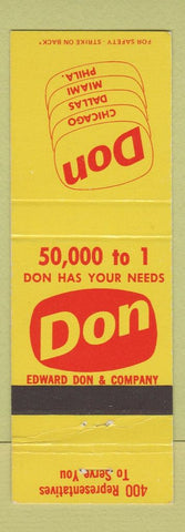 Matchbook Cover - Edward Don Company Chicago Dallas Miami food supply