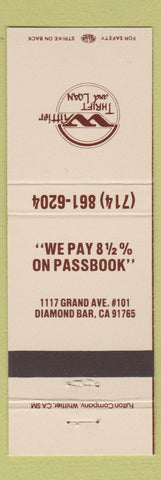 Matchbook Cover - Whittier Thrift and Loan Diamond Bar CA