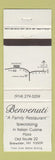Matchbook Cover - Benvenuti Italian Restaurant Brewster NY Pizza