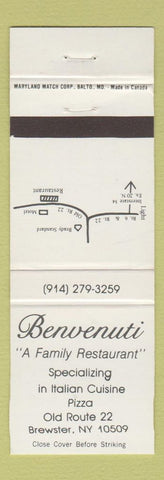 Matchbook Cover - Benvenuti Italian Restaurant Brewster NY Pizza