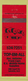 Matchbook Cover - Top Em All RV's Supply Laconia NH RED