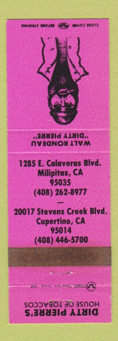 Matchbook Cover - Dirty Pierre's Tobacco Milipitas Cupertino CA WEAR PINK