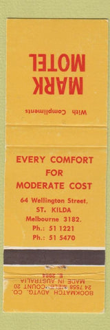 Matchbook Cover - Mark Hotel Melbourne Australia #2 WEAR