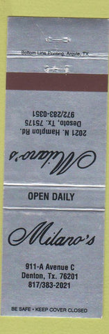 Matchbook Cover - Milano's Denton TX WEAR