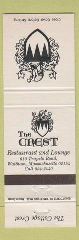 Matchbook Cover - The Crest Restaurant Lounge Waltham MA