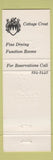 Matchbook Cover - The Crest Restaurant Lounge Waltham MA