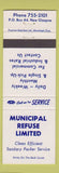 Matchbook Cover - Municipal Refuse Limited New Glasgow NS
