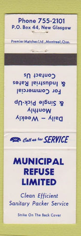Matchbook Cover - Municipal Refuse Limited New Glasgow NS