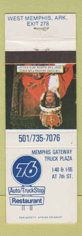 Matchbook Cover - Union 76 oil gas West Memphis AR