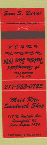 Matchbook Cover - Maid Rite Sandwich Shop Springfield IL