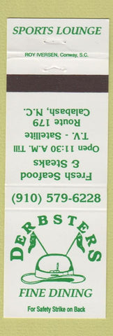 Matchbook Cover - Derbsters Restaurant Calabash NC Sports Lounge