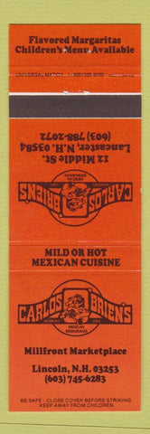 Matchbook Cover - Carlos Obrien's Mexican Lincoln NH Lancaster