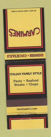 Matchbook Cover - Carmine's Restaurant Italian Atlantic City NJ New York City