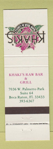 Matchbook Cover - Khaki's Raw Bar Grill Boca Raton FL WEAR