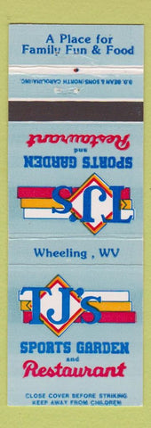 Matchbook Cover - TJ's Sports Garden Restaurant Wheeling WV