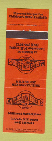 Matchbook Cover - Carlos Obrien's Mexican Lincoln NH Lancaster