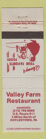 Matchbook Cover Valley Farm Restaurant Doylestown PA WEAR