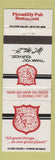 Matchbook Cover Piccadilly Pub Restaurant Westboro Peabody Randolph Worcester MA