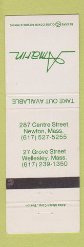 Matchbook Cover - Amarin Newton Wellesley MA