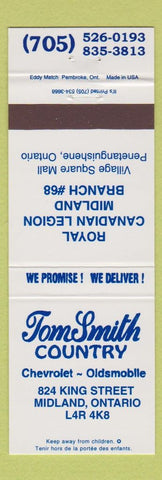 Matchbook Cover - Tom Smith Country Chevrolet Oldsmobile Midland ON