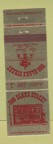 Matchbook Cover - 500 Blake Strett Steak Westville CT