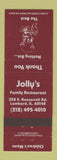 Matchbook Cover - Jolly's Family Restaurant Lombard IL
