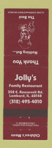 Matchbook Cover - Jolly's Family Restaurant Lombard IL