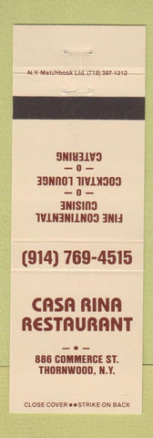 Matchbook Cover - Casa Rina Restaurant Thornwood NY