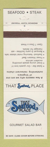 Matchbook Cover - Seafood Place Virginia Beach VA Richmond 1976