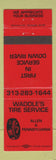 Matchbook Cover - Waddle's Tire Service