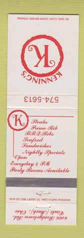 Matchbook Cover - Kenning's Cincinnati OH