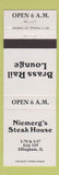 Matchbook Cover - Niemerg's Steak Effingham IL WHITE